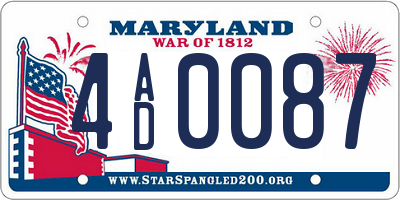 MD license plate 4AD0087