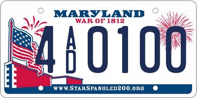 MD license plate 4AD0100