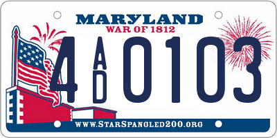 MD license plate 4AD0103