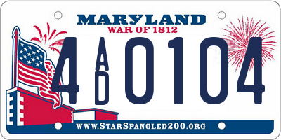 MD license plate 4AD0104