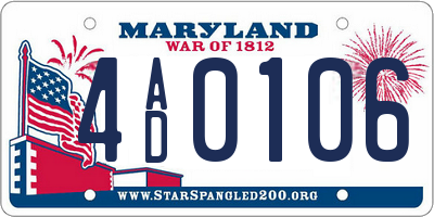 MD license plate 4AD0106