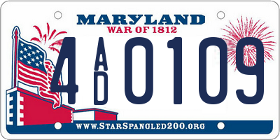 MD license plate 4AD0109