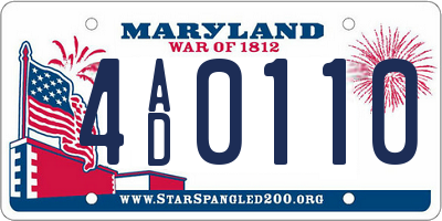 MD license plate 4AD0110