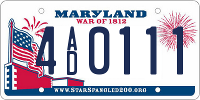 MD license plate 4AD0111