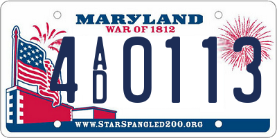 MD license plate 4AD0113