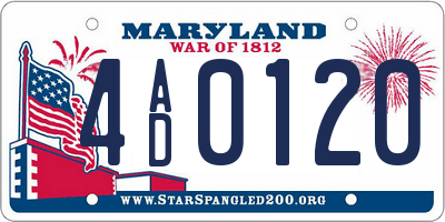 MD license plate 4AD0120