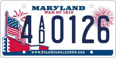 MD license plate 4AD0126