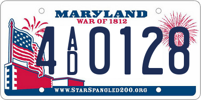 MD license plate 4AD0128