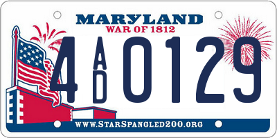 MD license plate 4AD0129