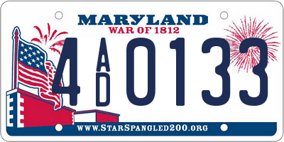 MD license plate 4AD0133