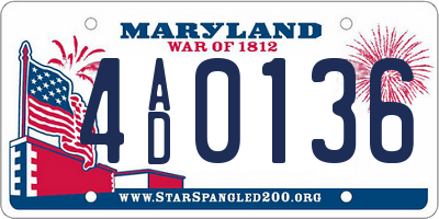 MD license plate 4AD0136