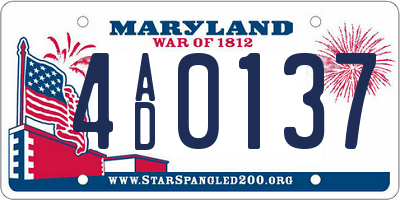 MD license plate 4AD0137
