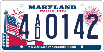 MD license plate 4AD0142