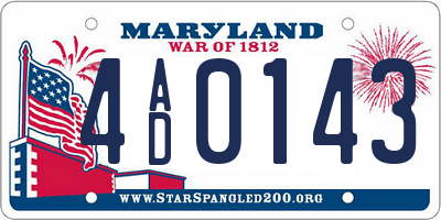 MD license plate 4AD0143