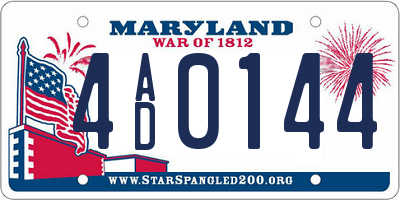 MD license plate 4AD0144