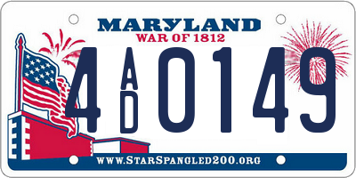 MD license plate 4AD0149