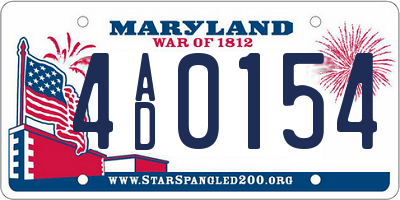 MD license plate 4AD0154
