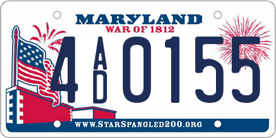 MD license plate 4AD0155