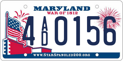 MD license plate 4AD0156