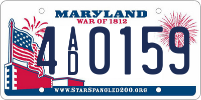 MD license plate 4AD0159