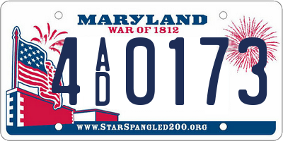 MD license plate 4AD0173