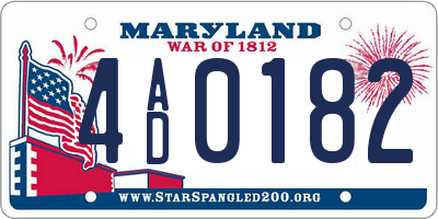 MD license plate 4AD0182