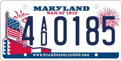 MD license plate 4AD0185
