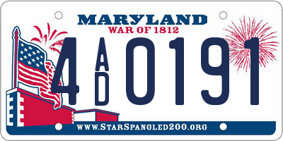 MD license plate 4AD0191