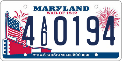 MD license plate 4AD0194