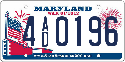 MD license plate 4AD0196