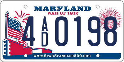 MD license plate 4AD0198