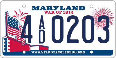 MD license plate 4AD0203