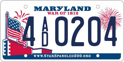 MD license plate 4AD0204
