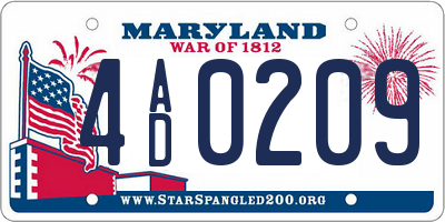 MD license plate 4AD0209