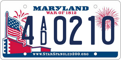 MD license plate 4AD0210