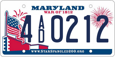 MD license plate 4AD0212