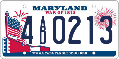 MD license plate 4AD0213