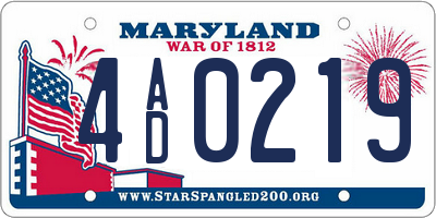 MD license plate 4AD0219