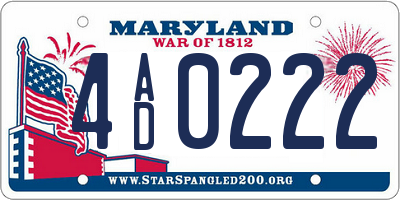MD license plate 4AD0222