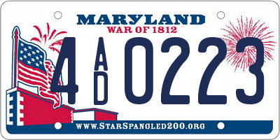 MD license plate 4AD0223