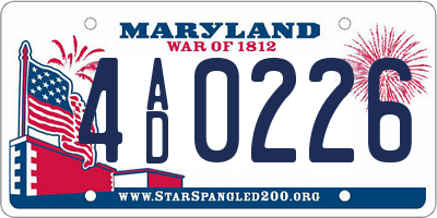 MD license plate 4AD0226