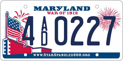 MD license plate 4AD0227