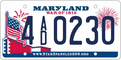 MD license plate 4AD0230