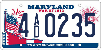 MD license plate 4AD0235