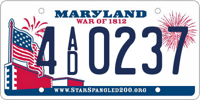 MD license plate 4AD0237