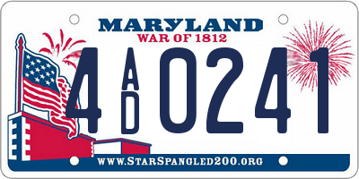MD license plate 4AD0241