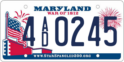 MD license plate 4AD0245