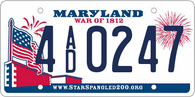 MD license plate 4AD0247