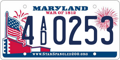 MD license plate 4AD0253