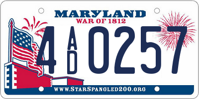 MD license plate 4AD0257